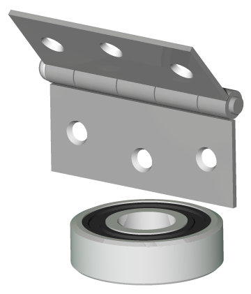 3D drawing of hinge with ballbearing